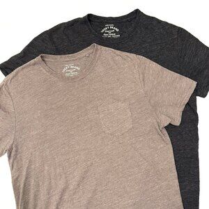 Lucky Brand Linen Blend Heathered T Shirt Pair Dark Grey + Tan Large